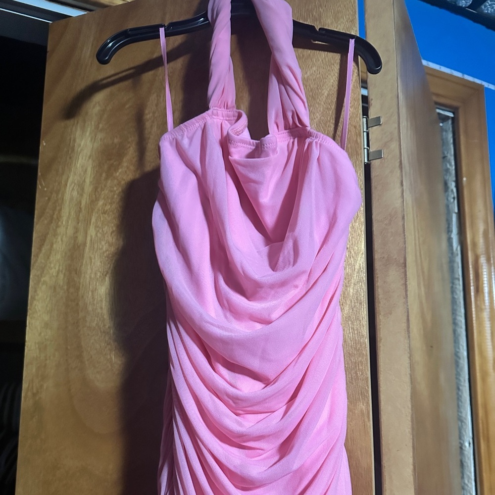 Runched Pink Bodycon Dress